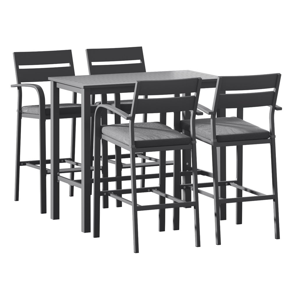 Outdoor Dining Sets: Gardeon Outdoor Bar Set 5-Piece Patio Dining Chairs Aluminium Table Stools