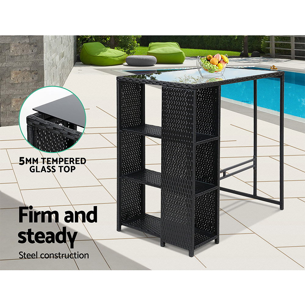 Outdoor Chairs: Gardeon 5-Piece Outdoor Bar Set Patio Dining Chairs Wicker Table Stools