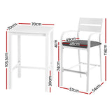 Outdoor Dining Sets: Gardeon Outdoor Bar Set Stools 3-Piece Dining Chairs Table Patio Aluminium Bistro Set