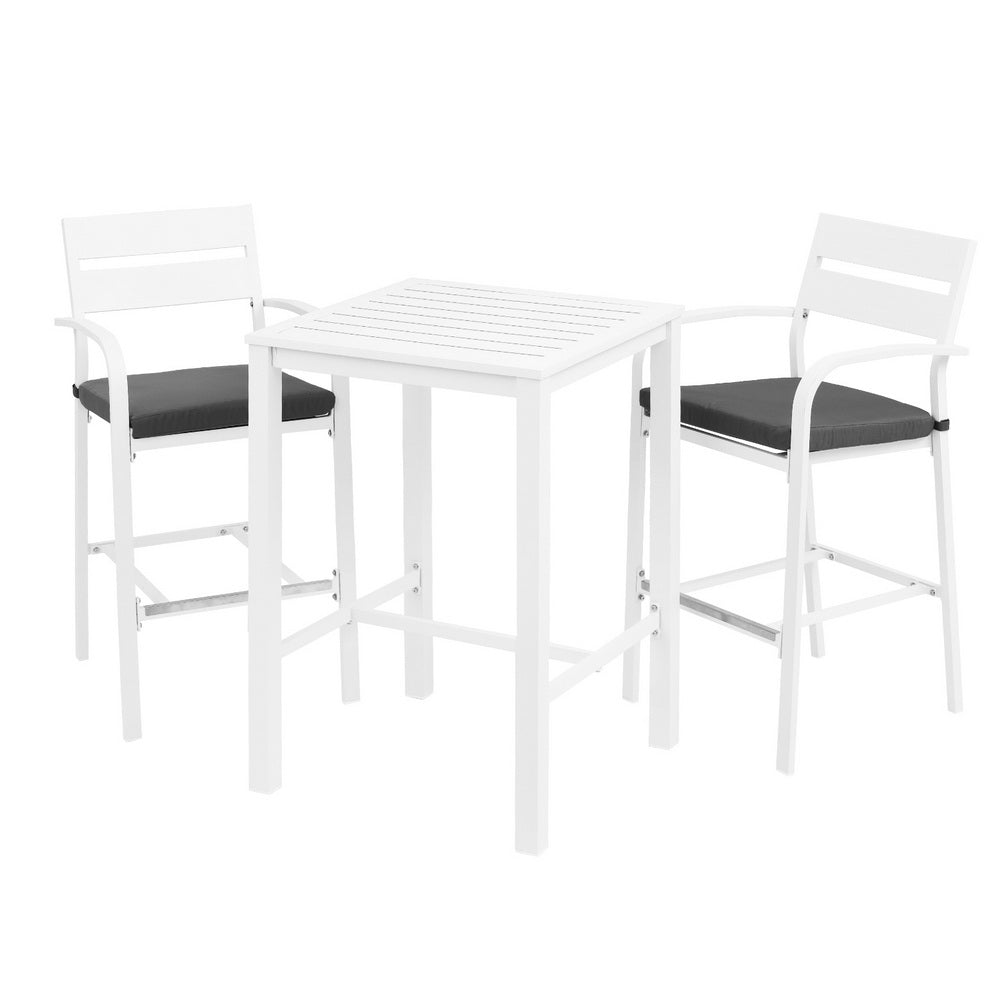 Outdoor Dining Sets: Gardeon Outdoor Bar Set Stools 3-Piece Dining Chairs Table Patio Aluminium Bistro Set