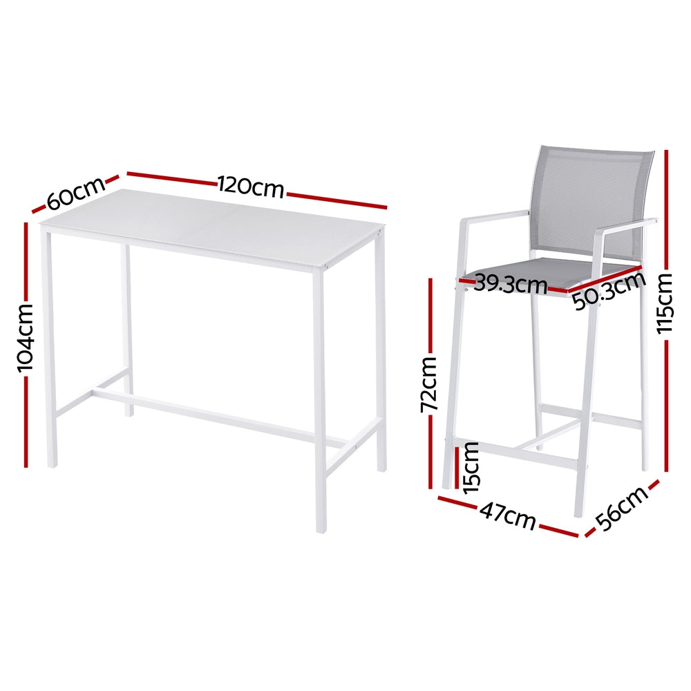 Outdoor Chairs: Gardeon 7PCS Outdoor Bar Set Stools Dining Chairs Table Patio Steel Bistro Set White
