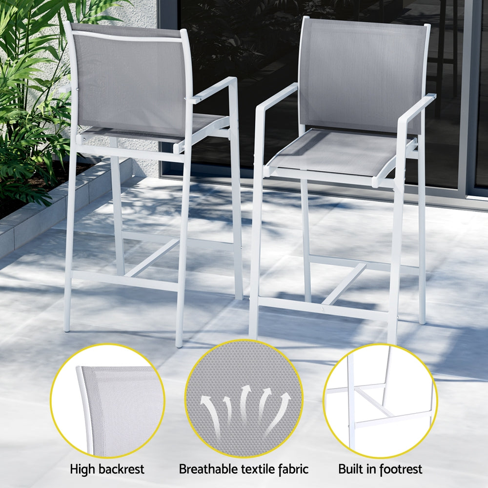 Outdoor Chairs: Gardeon 7PCS Outdoor Bar Set Stools Dining Chairs Table Patio Steel Bistro Set White