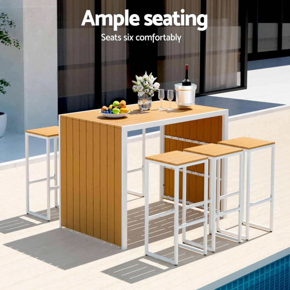 Outdoor Sofas & Lounge Sets: Gardeon 7-Piece Outdoor Bar Set Table Chairs Patio Bistro Set 6 Seater