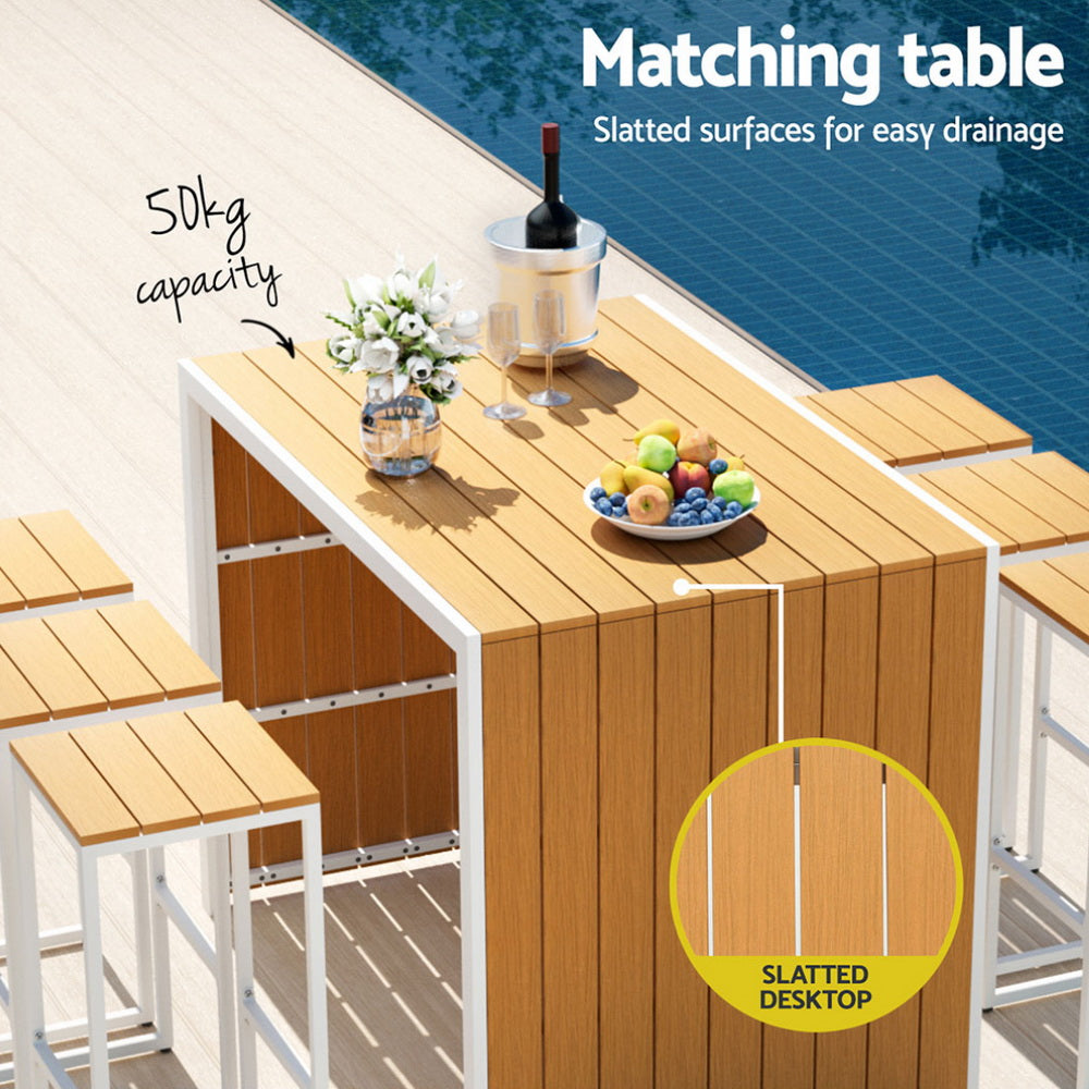 Outdoor Sofas & Lounge Sets: Gardeon 7-Piece Outdoor Bar Set Table Chairs Patio Bistro Set 6 Seater