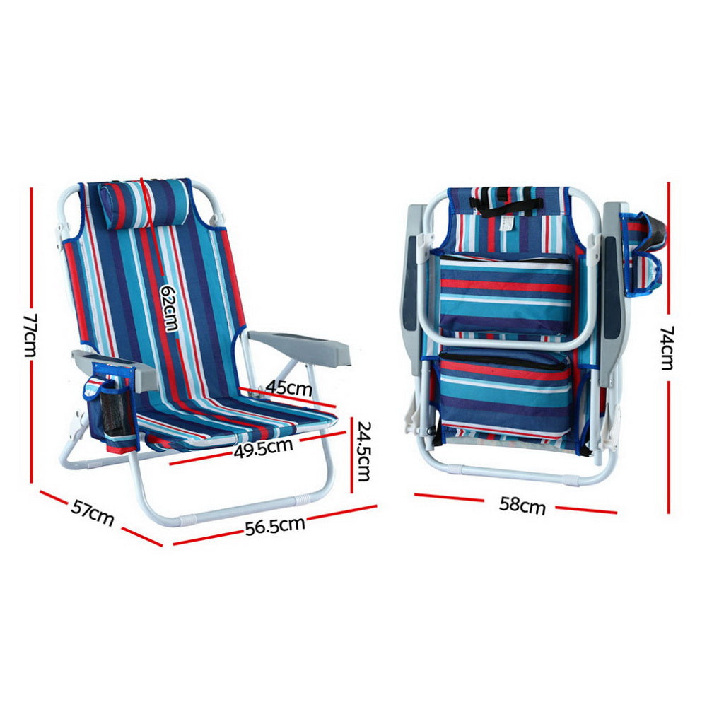 Outdoor Sofas & Lounge Sets: Gardeon Outdoor Chairs Beach Chair Backpack Cooler Storage Lightweight Fishing Blue