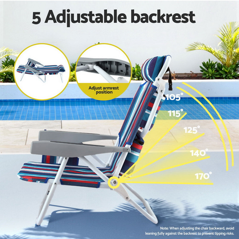 Outdoor Sofas & Lounge Sets: Gardeon Outdoor Chairs Beach Chair Backpack Cooler Storage Lightweight Fishing Blue
