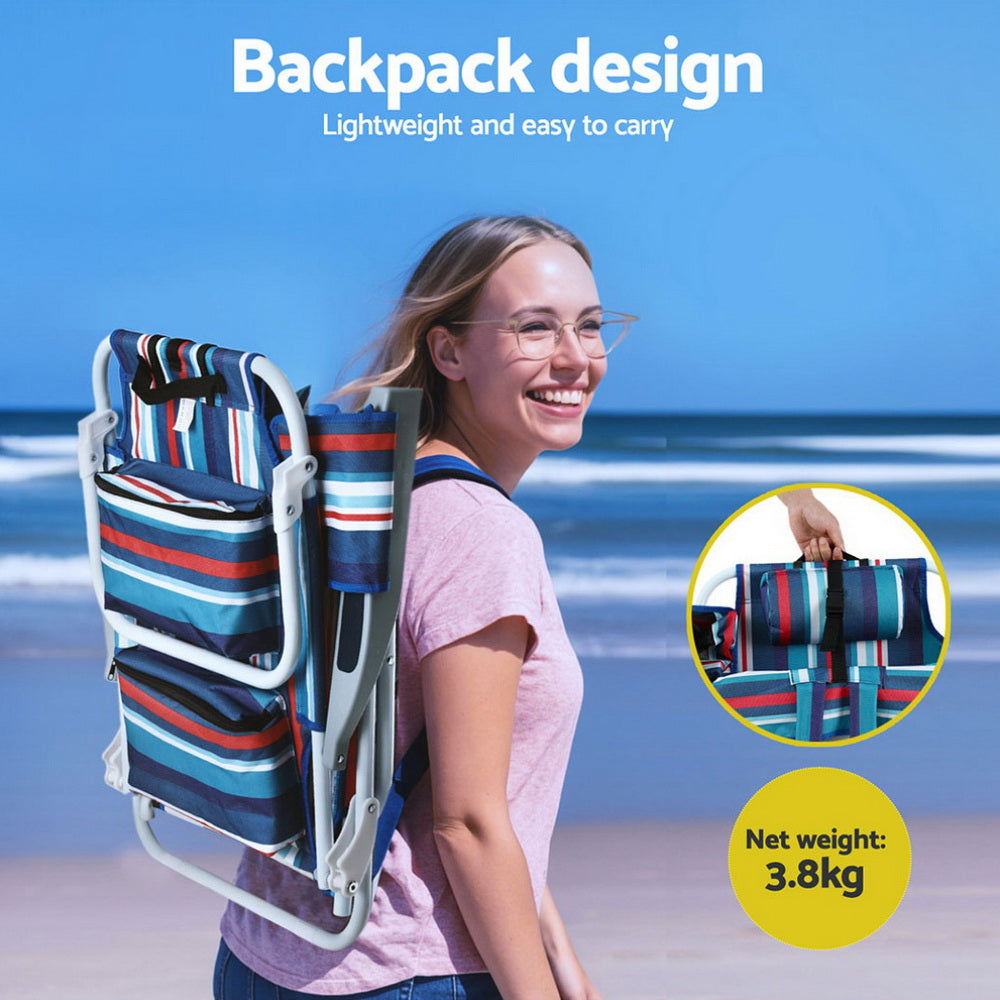 Outdoor Sofas & Lounge Sets: Gardeon Outdoor Chairs Beach Chair Backpack Cooler Storage Lightweight Fishing Blue
