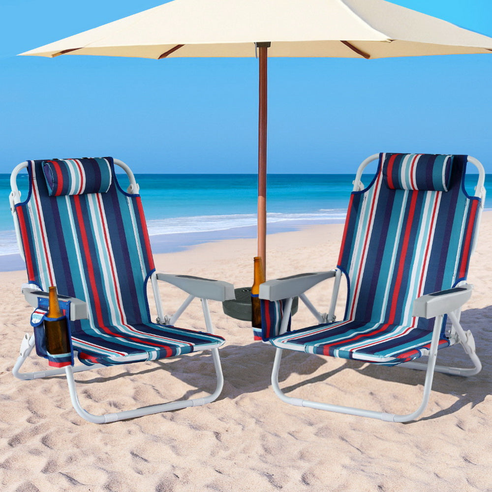 Outdoor Sofas & Lounge Sets: Gardeon Outdoor Chairs Beach Chair Backpack Cooler Storage Lightweight Fishing Blue
