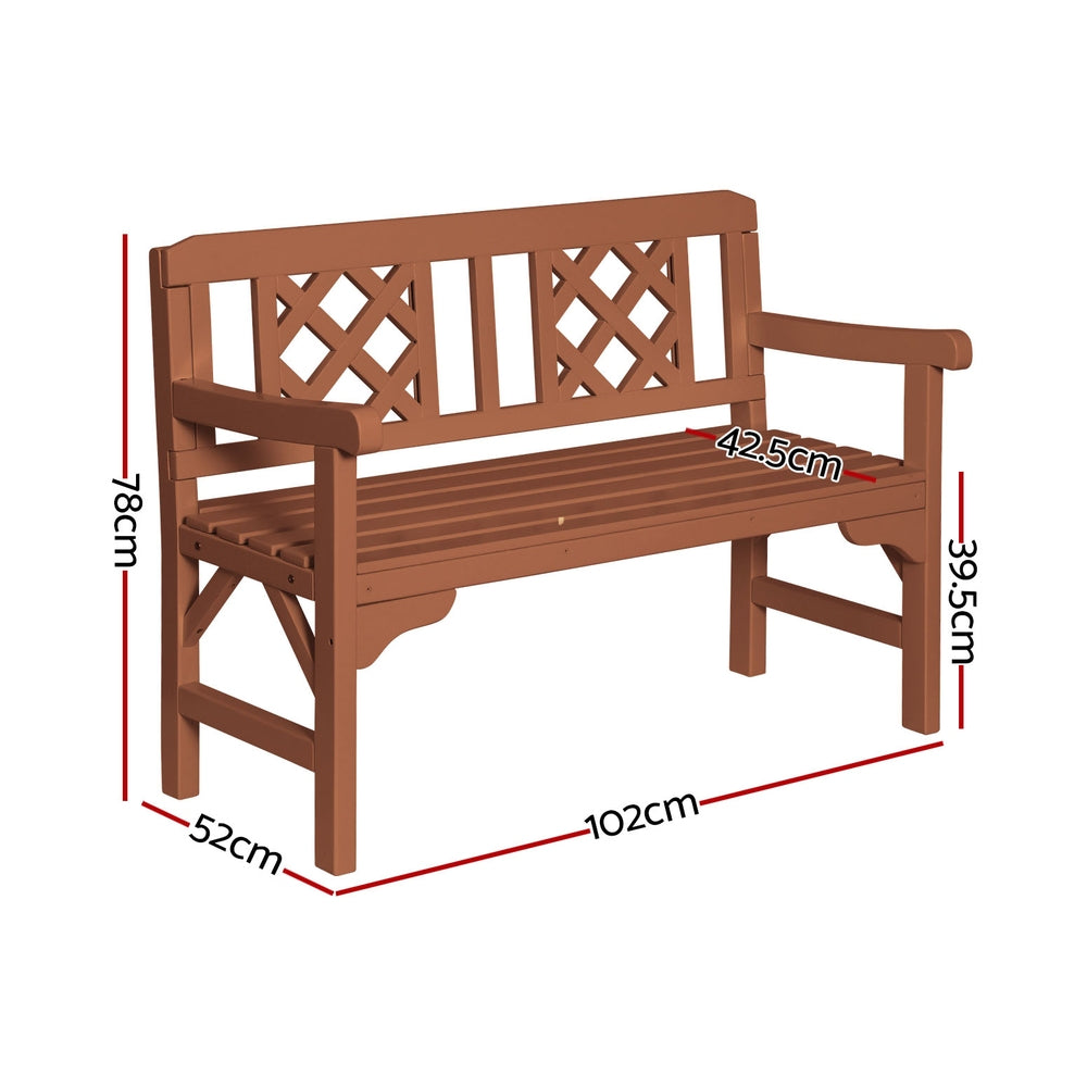 Outdoor Chairs: Gardeon Outdoor Garden Bench Wooden Chair 2 Seat Patio Furniture Lounge Natural