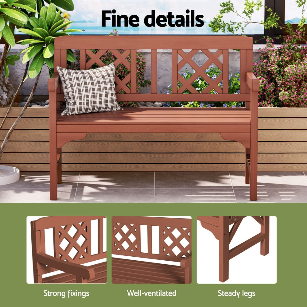 Outdoor Chairs: Gardeon Outdoor Garden Bench Wooden Chair 2 Seat Patio Furniture Lounge Natural