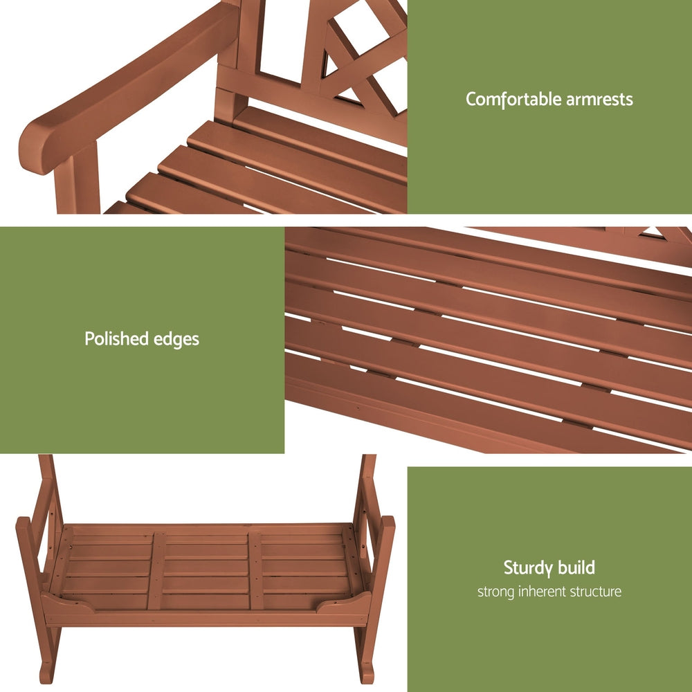 Outdoor Chairs: Gardeon Outdoor Garden Bench Wooden Chair 2 Seat Patio Furniture Lounge Natural
