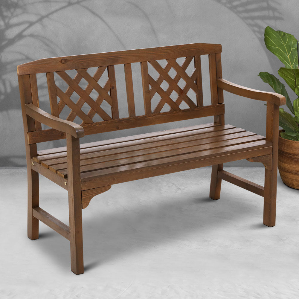Outdoor Chairs: Gardeon Outdoor Garden Bench Wooden Chair 2 Seat Patio Furniture Lounge Natural
