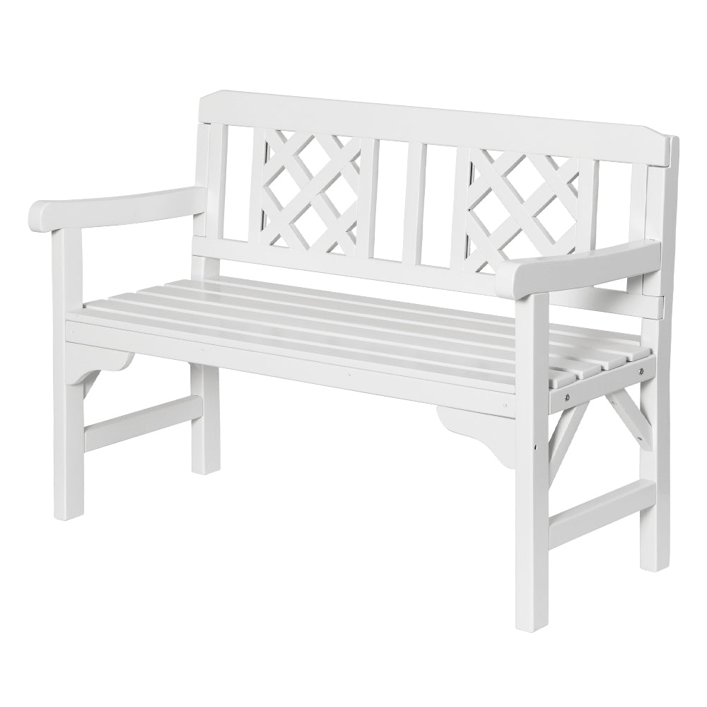 Outdoor Chairs: Gardeon Outdoor Garden Bench Wooden Chair 2 Seat Patio Furniture Lounge White