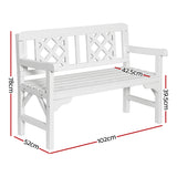Outdoor Chairs: Gardeon Outdoor Garden Bench Wooden Chair 2 Seat Patio Furniture Lounge White