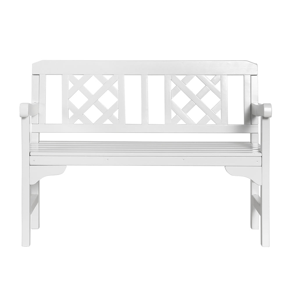 Outdoor Chairs: Gardeon Outdoor Garden Bench Wooden Chair 2 Seat Patio Furniture Lounge White