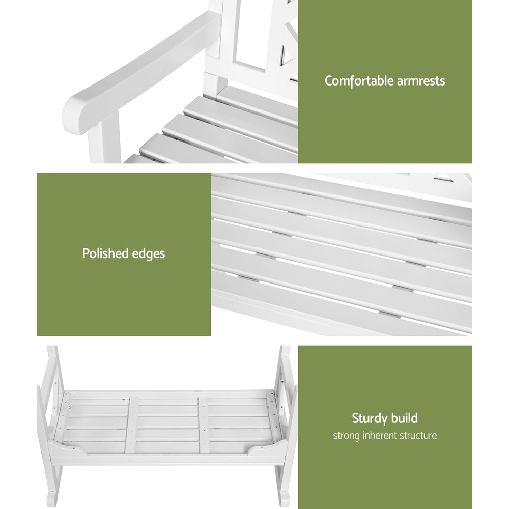 Outdoor Chairs: Gardeon Outdoor Garden Bench Wooden Chair 2 Seat Patio Furniture Lounge White