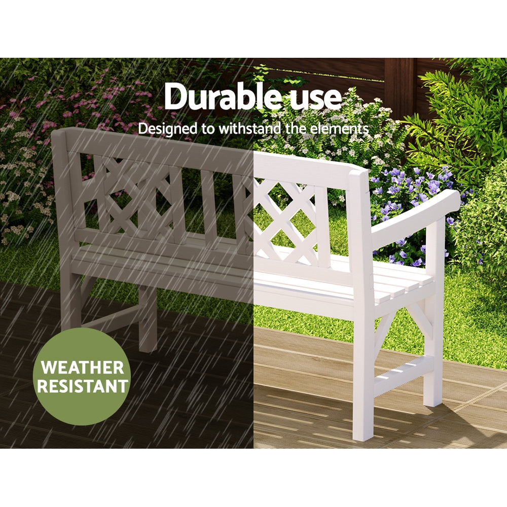 Outdoor Chairs: Gardeon Outdoor Garden Bench Wooden Chair 2 Seat Patio Furniture Lounge White