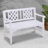 Outdoor Chairs: Gardeon Outdoor Garden Bench Wooden Chair 2 Seat Patio Furniture Lounge White