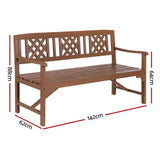 Outdoor Chairs: Gardeon Outdoor Garden Bench Wooden Chair 3 Seat Patio Furniture Lounge Natural