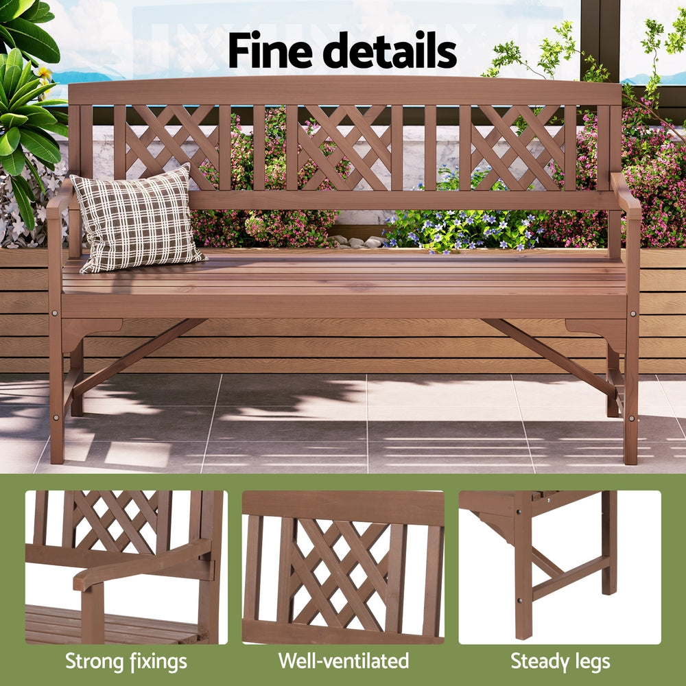 Outdoor Chairs: Gardeon Outdoor Garden Bench Wooden Chair 3 Seat Patio Furniture Lounge Natural