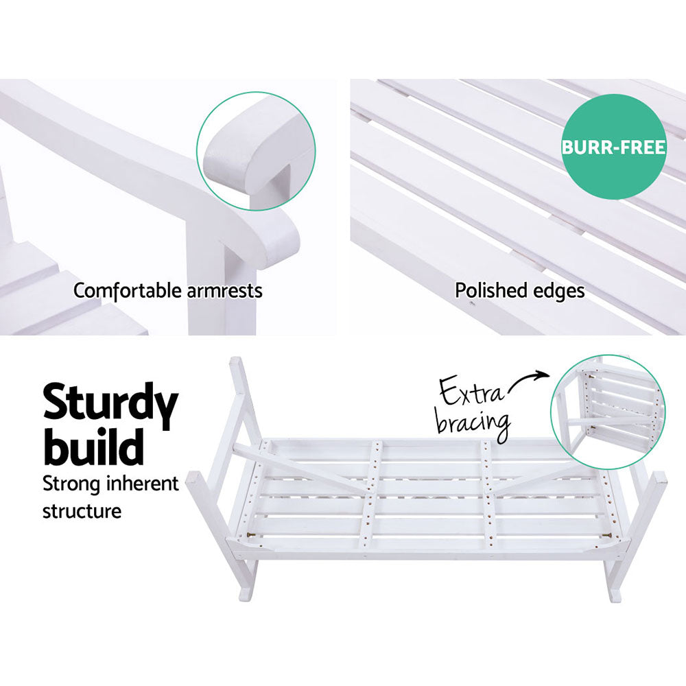 Outdoor Chairs: Gardeon Outdoor Garden Bench Wooden Chair 3 Seat Patio Furniture Lounge White