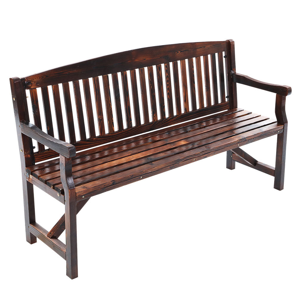 Outdoor Sofas & Lounge Sets: Gardeon 5FT Outdoor Garden Bench Wooden 3 Seat Chair Patio Furniture Charcoal