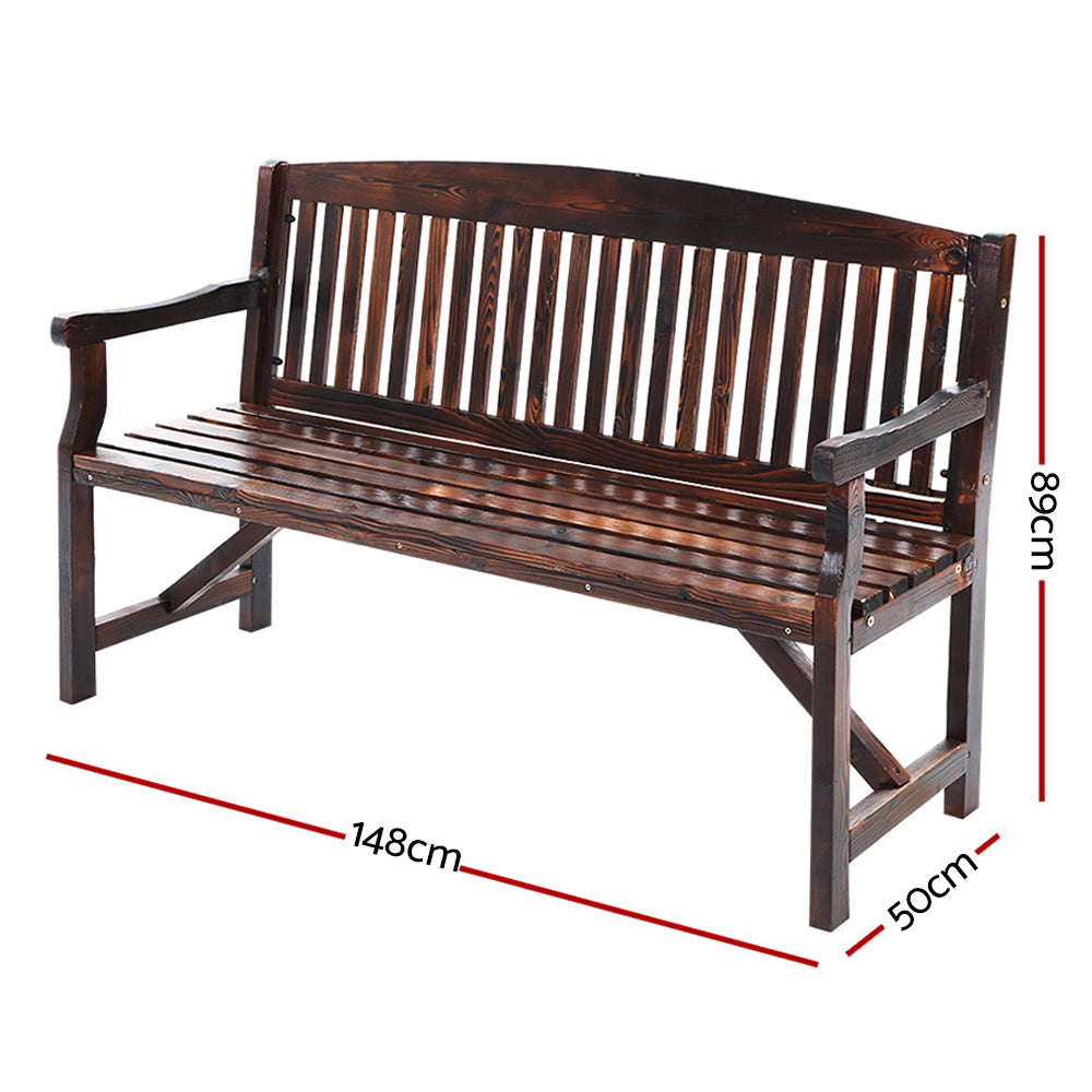 Outdoor Sofas & Lounge Sets: Gardeon 5FT Outdoor Garden Bench Wooden 3 Seat Chair Patio Furniture Charcoal