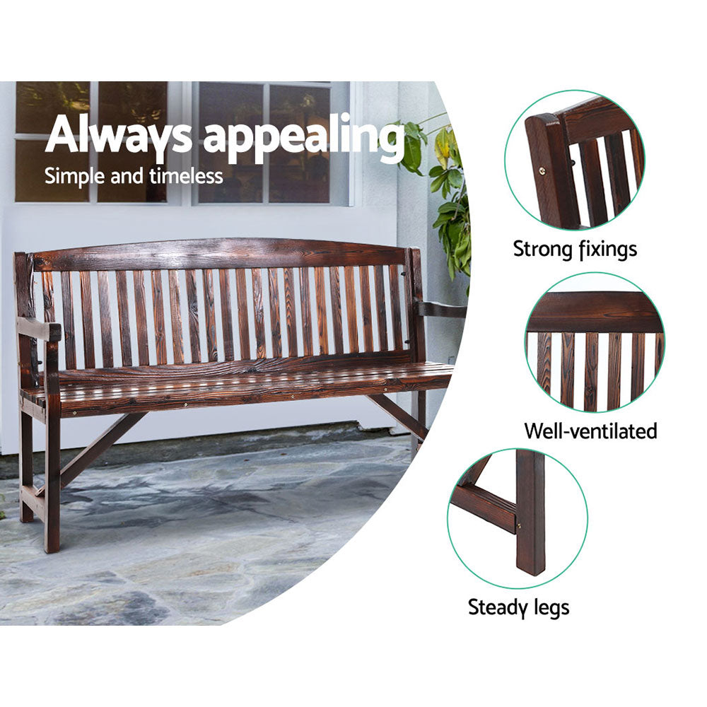 Outdoor Sofas & Lounge Sets: Gardeon 5FT Outdoor Garden Bench Wooden 3 Seat Chair Patio Furniture Charcoal