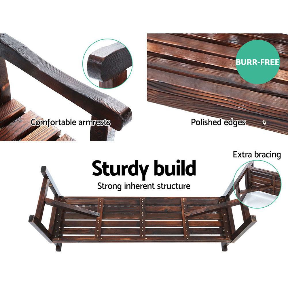 Outdoor Sofas & Lounge Sets: Gardeon 5FT Outdoor Garden Bench Wooden 3 Seat Chair Patio Furniture Charcoal