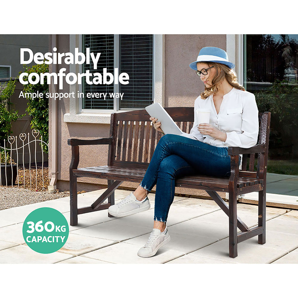 Outdoor Sofas & Lounge Sets: Gardeon 5FT Outdoor Garden Bench Wooden 3 Seat Chair Patio Furniture Charcoal
