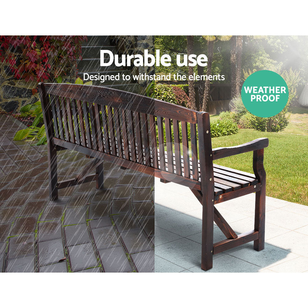 Outdoor Sofas & Lounge Sets: Gardeon 5FT Outdoor Garden Bench Wooden 3 Seat Chair Patio Furniture Charcoal