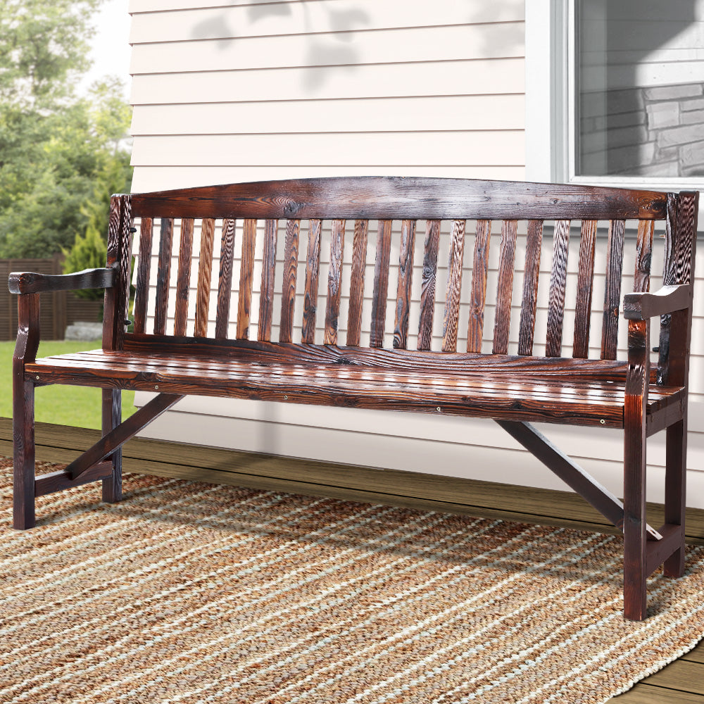 Outdoor Sofas & Lounge Sets: Gardeon 5FT Outdoor Garden Bench Wooden 3 Seat Chair Patio Furniture Charcoal