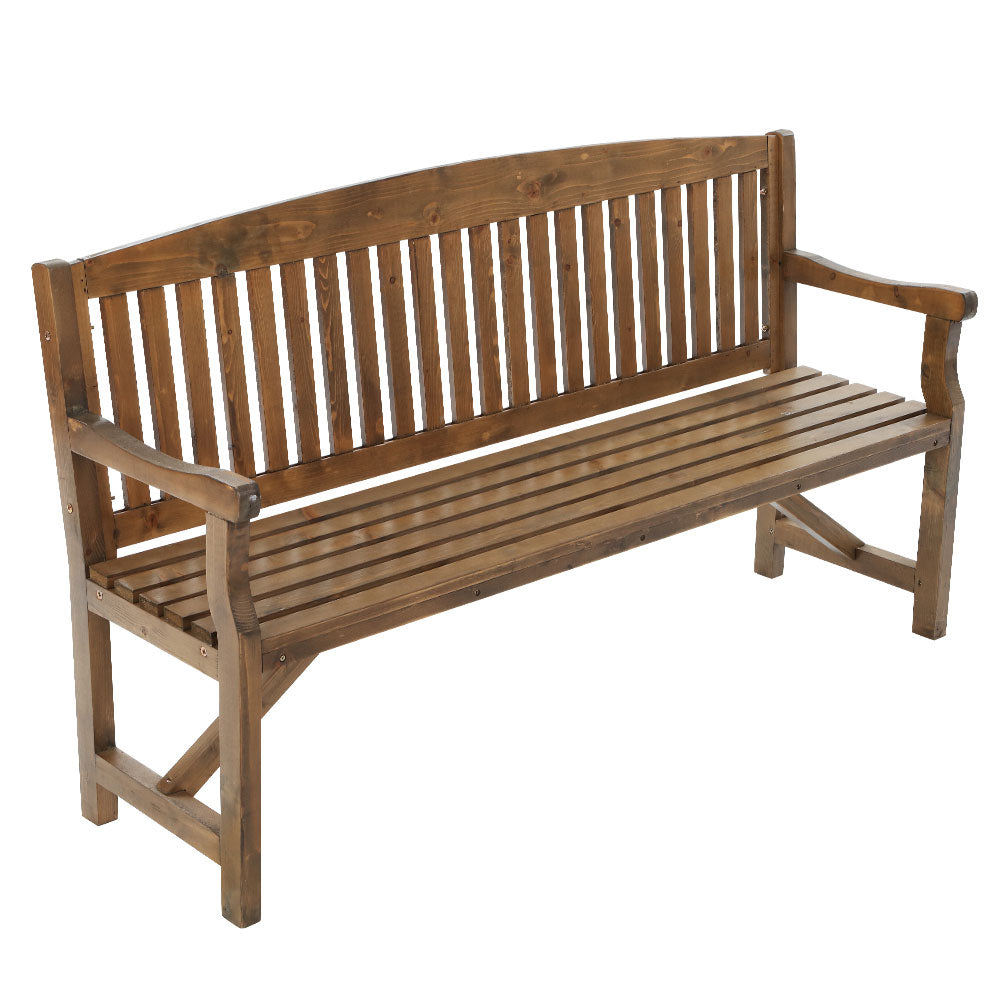 Outdoor Chairs: Gardeon 5FT Outdoor Garden Bench Wooden 3 Seat Chair Patio Furniture Natural