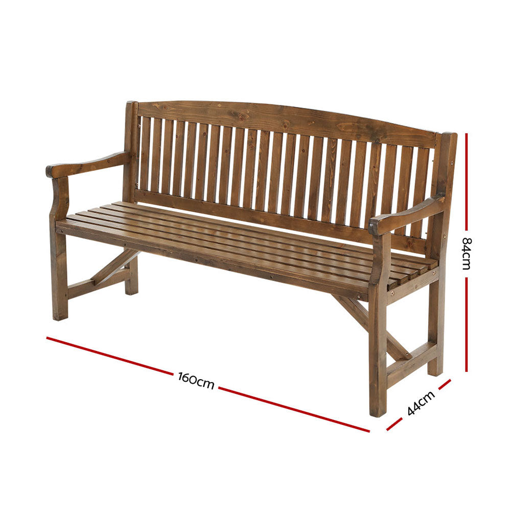 Outdoor Chairs: Gardeon 5FT Outdoor Garden Bench Wooden 3 Seat Chair Patio Furniture Natural