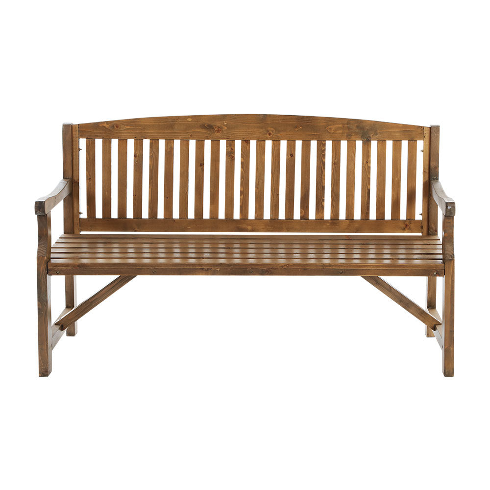 Outdoor Chairs: Gardeon 5FT Outdoor Garden Bench Wooden 3 Seat Chair Patio Furniture Natural