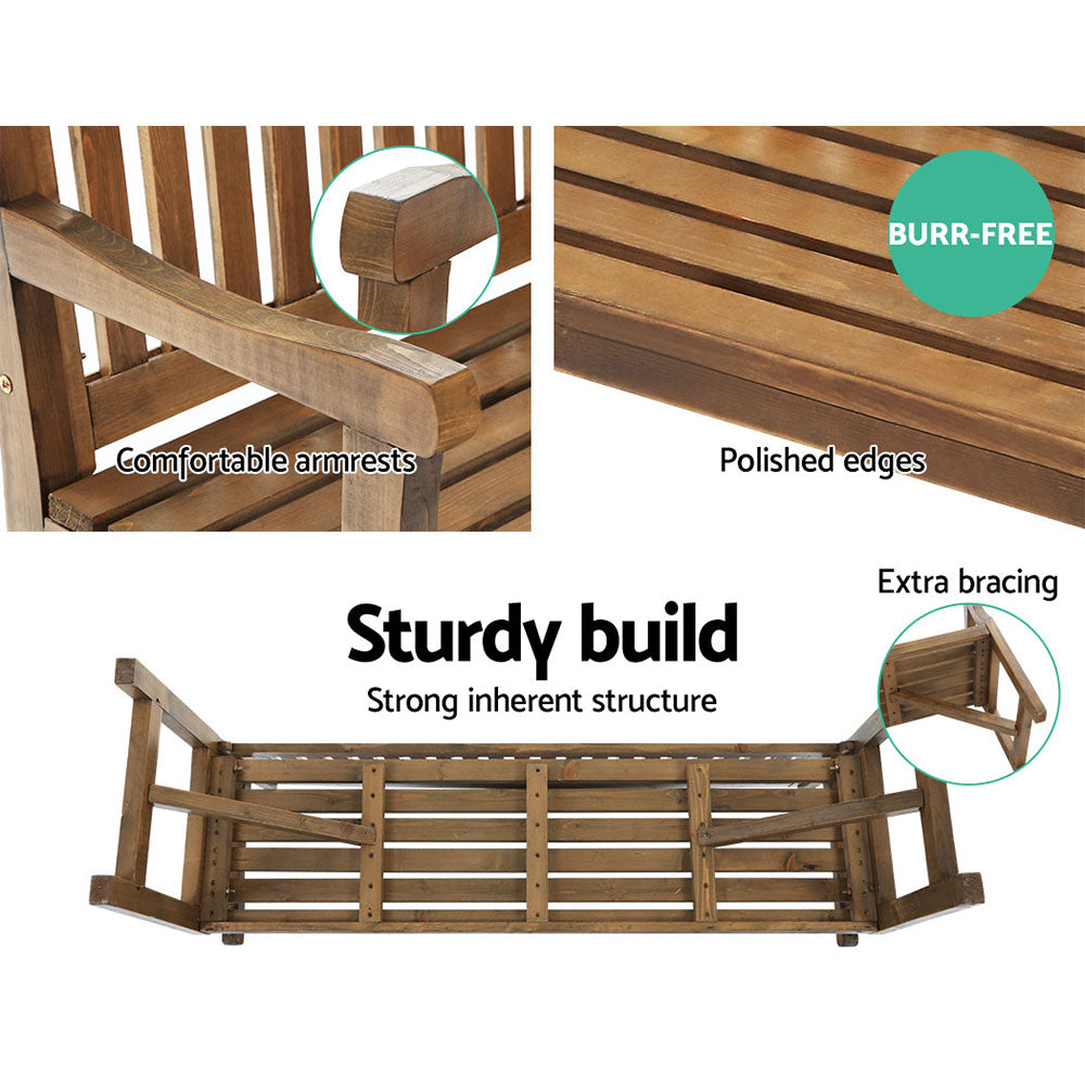 Outdoor Chairs: Gardeon 5FT Outdoor Garden Bench Wooden 3 Seat Chair Patio Furniture Natural