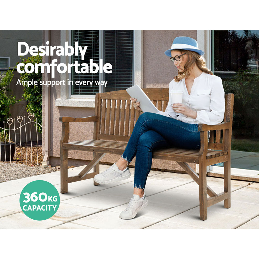 Outdoor Chairs: Gardeon 5FT Outdoor Garden Bench Wooden 3 Seat Chair Patio Furniture Natural