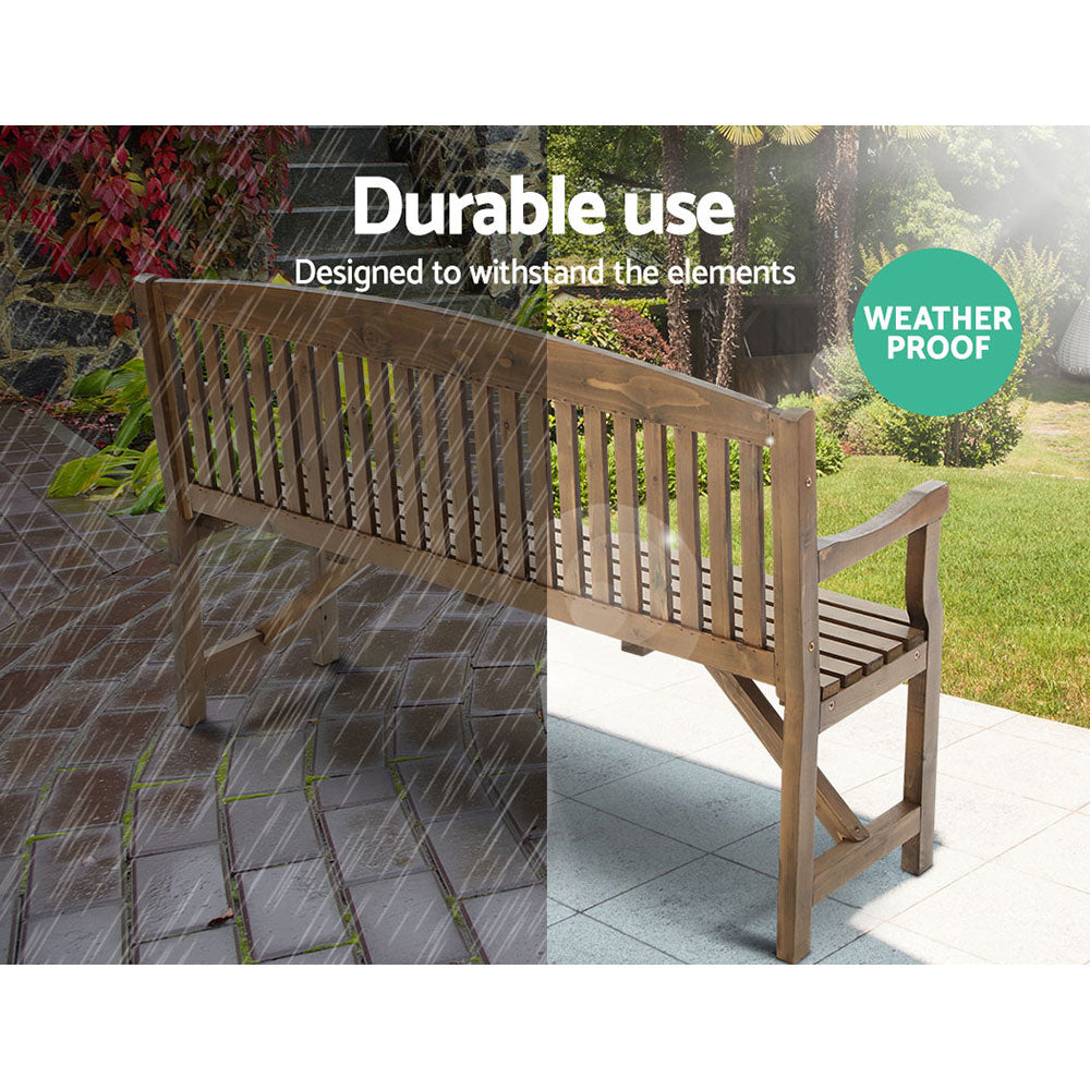 Outdoor Chairs: Gardeon 5FT Outdoor Garden Bench Wooden 3 Seat Chair Patio Furniture Natural