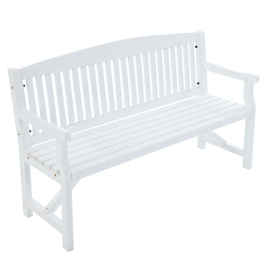 Outdoor Chairs: Gardeon 5FT Outdoor Garden Bench Wooden 3 Seat Chair Patio Furniture White