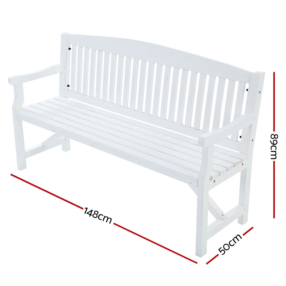 Outdoor Chairs: Gardeon 5FT Outdoor Garden Bench Wooden 3 Seat Chair Patio Furniture White