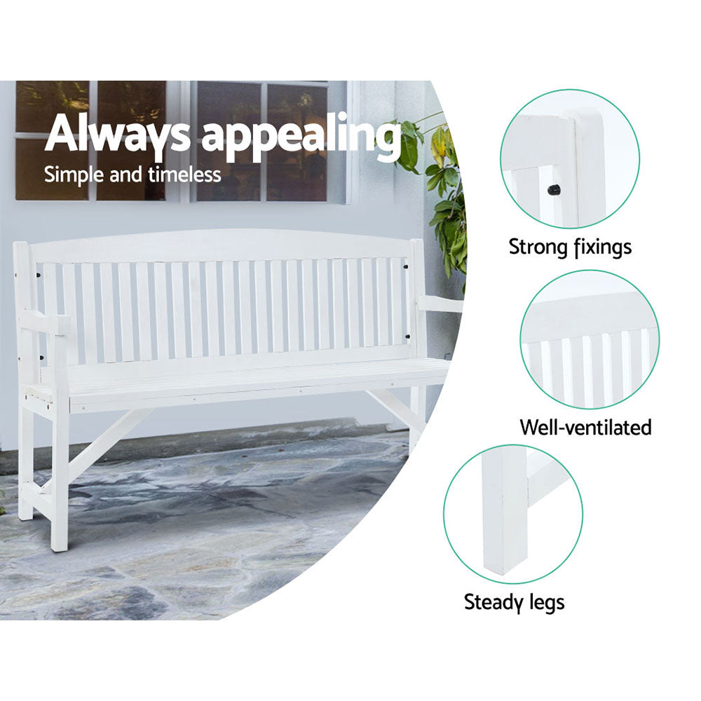 Outdoor Chairs: Gardeon 5FT Outdoor Garden Bench Wooden 3 Seat Chair Patio Furniture White