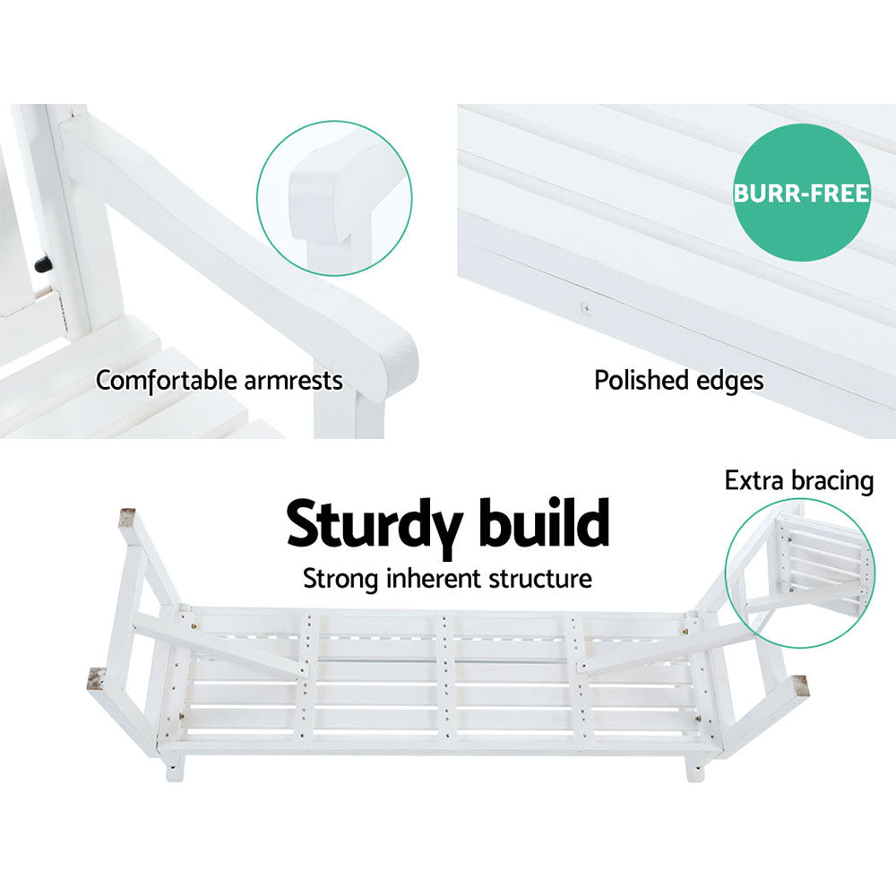 Outdoor Chairs: Gardeon 5FT Outdoor Garden Bench Wooden 3 Seat Chair Patio Furniture White