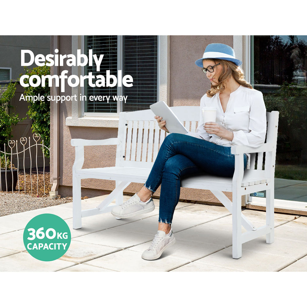 Outdoor Chairs: Gardeon 5FT Outdoor Garden Bench Wooden 3 Seat Chair Patio Furniture White