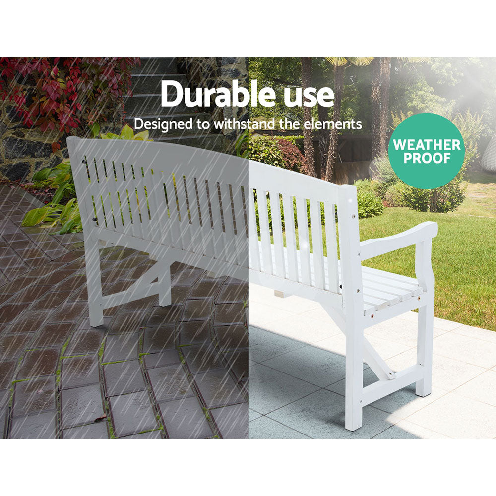 Outdoor Chairs: Gardeon 5FT Outdoor Garden Bench Wooden 3 Seat Chair Patio Furniture White