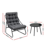 Outdoor Dining Sets: Gardeon 3PC Outdoor Bistro Set Patio Furniture Table and Chairs Steel Dining Chair