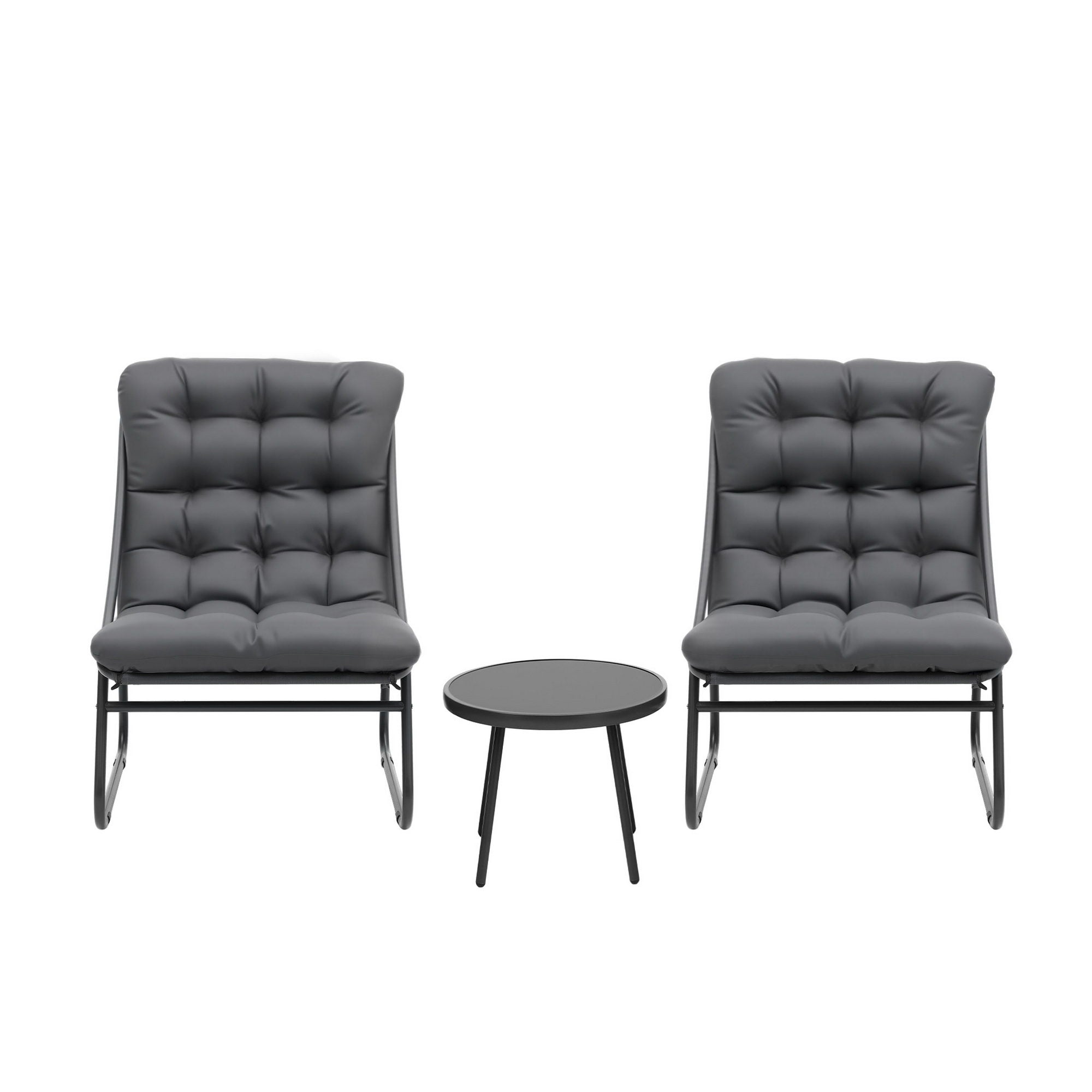 Outdoor Dining Sets: Gardeon 3PC Outdoor Bistro Set Patio Furniture Table and Chairs Steel Dining Chair
