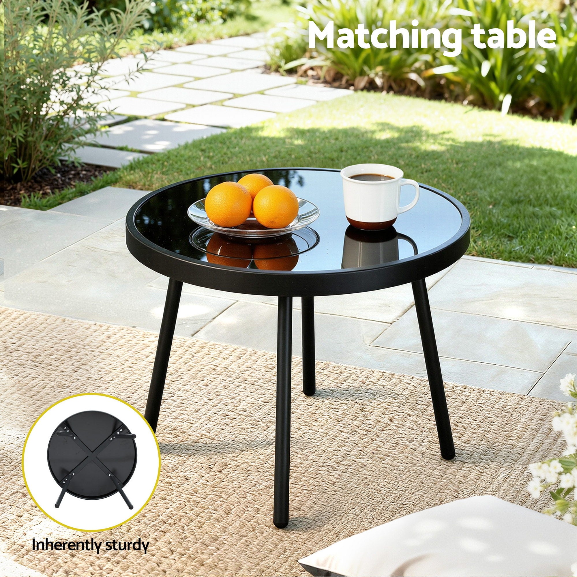 Outdoor Dining Sets: Gardeon 3PC Outdoor Bistro Set Patio Furniture Table and Chairs Steel Dining Chair