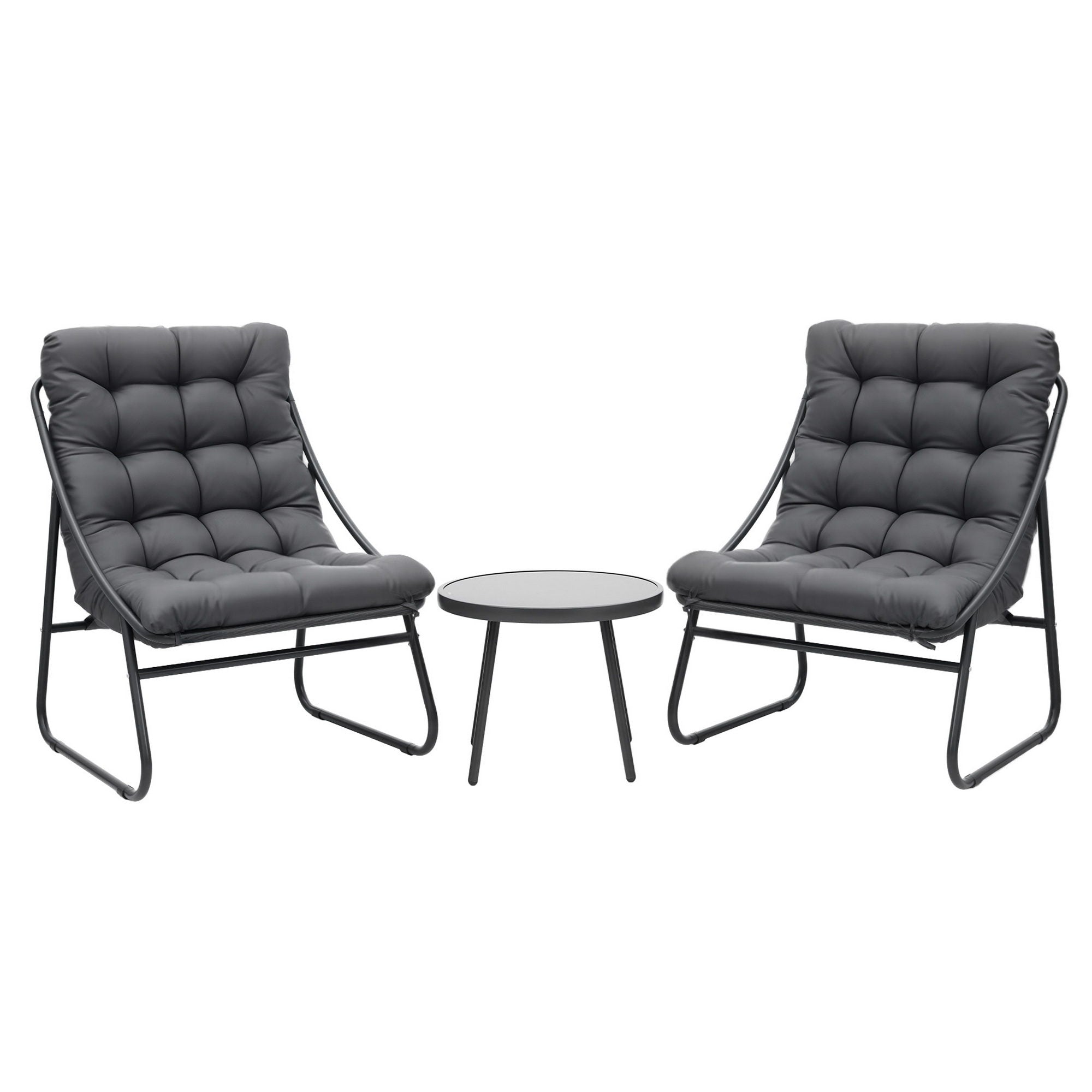 Outdoor Dining Sets: Gardeon 3PC Outdoor Bistro Set Patio Furniture Table and Chairs Steel Dining Chair