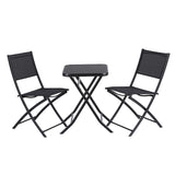 Gardeon Outdoor Bistro Set Folding Table and Chairs Patio Furniture Garden Steel Black