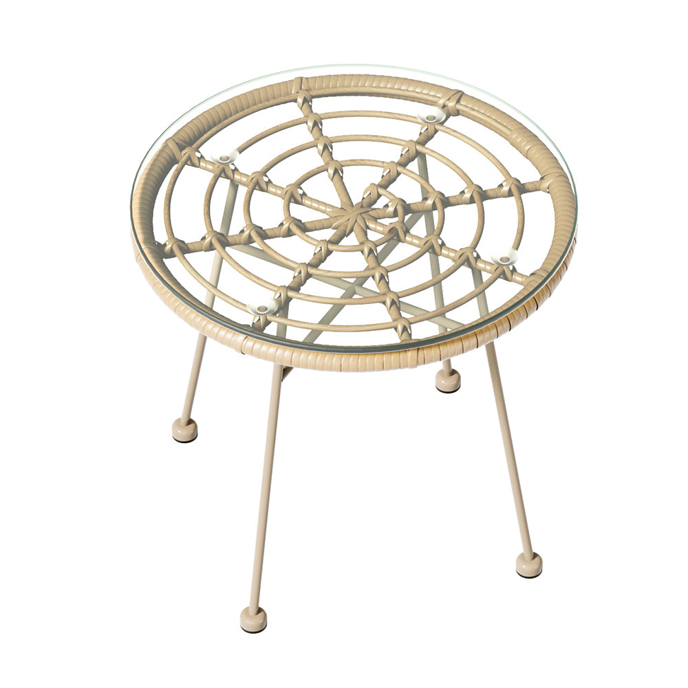 Outdoor Chairs: Gardeon 3PC Outdoor Bistro Set Patio Furniture Rope Setting Chairs Table Beige